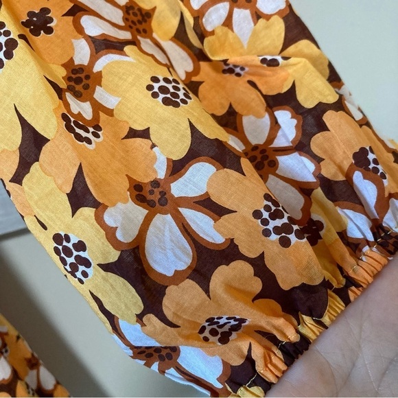New Faithfull the Brand Li Reni Orange Cotton Floral Print Spring Dress Size S - Picture 9 of 13